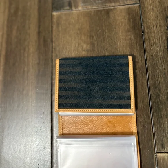 Vintage Fendi G-11749 Black & Tan Striped Photo Wallet Designer - Picture 8 of 11